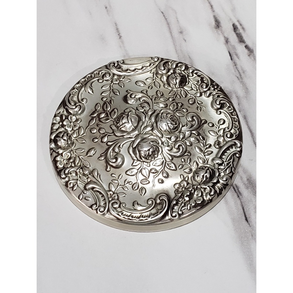 Antique Gorham 325-0 Sterling Silver Pocket Hand Mirror Beautiful Floral Theme